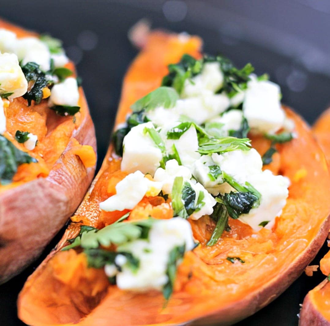 PATATE DOLCI CON FETA E CORIANDOLO