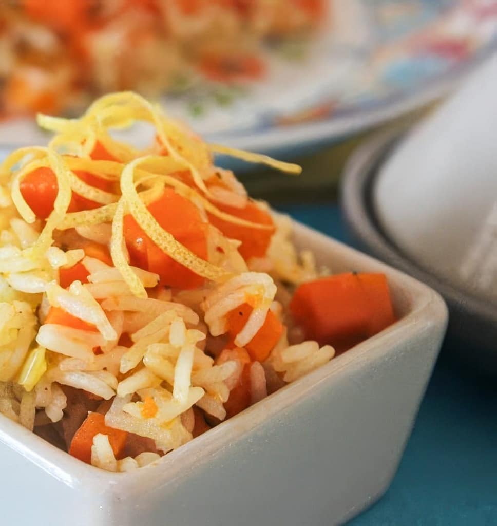 RISO BASMATI CON ZUCCA,CURRY, ZENZERO E LIMONE